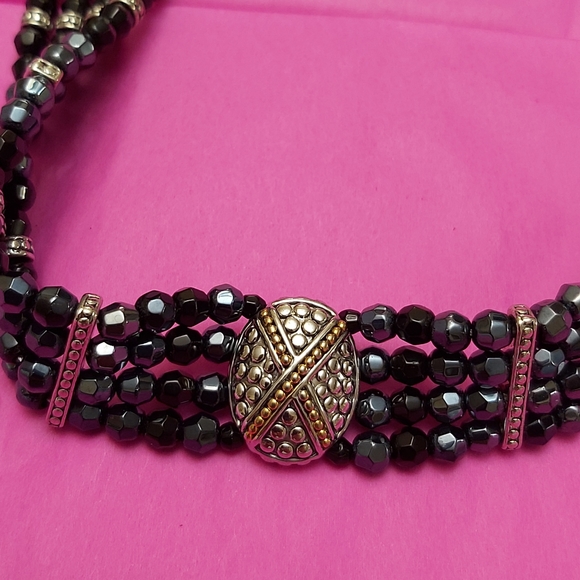 Vintage Two-Toned Égyptien Necklace with Real Pearls - Picture 2 of 9